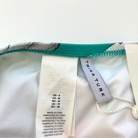 NWT Trina Turk Shirred Side Hipster Bikini Bottoms in Jade, Size 6 - Picture 8 of 10